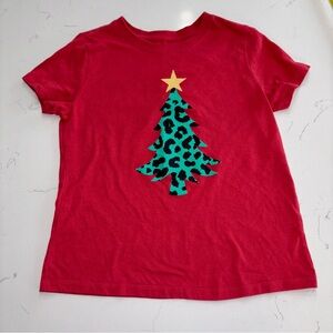 Girls Red Christmas Tree Kids Shirt - Size Medium